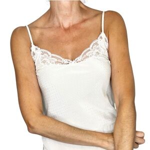 Vintage Made in France cream lace detail Swiss dot teddy one piece lingerie XS